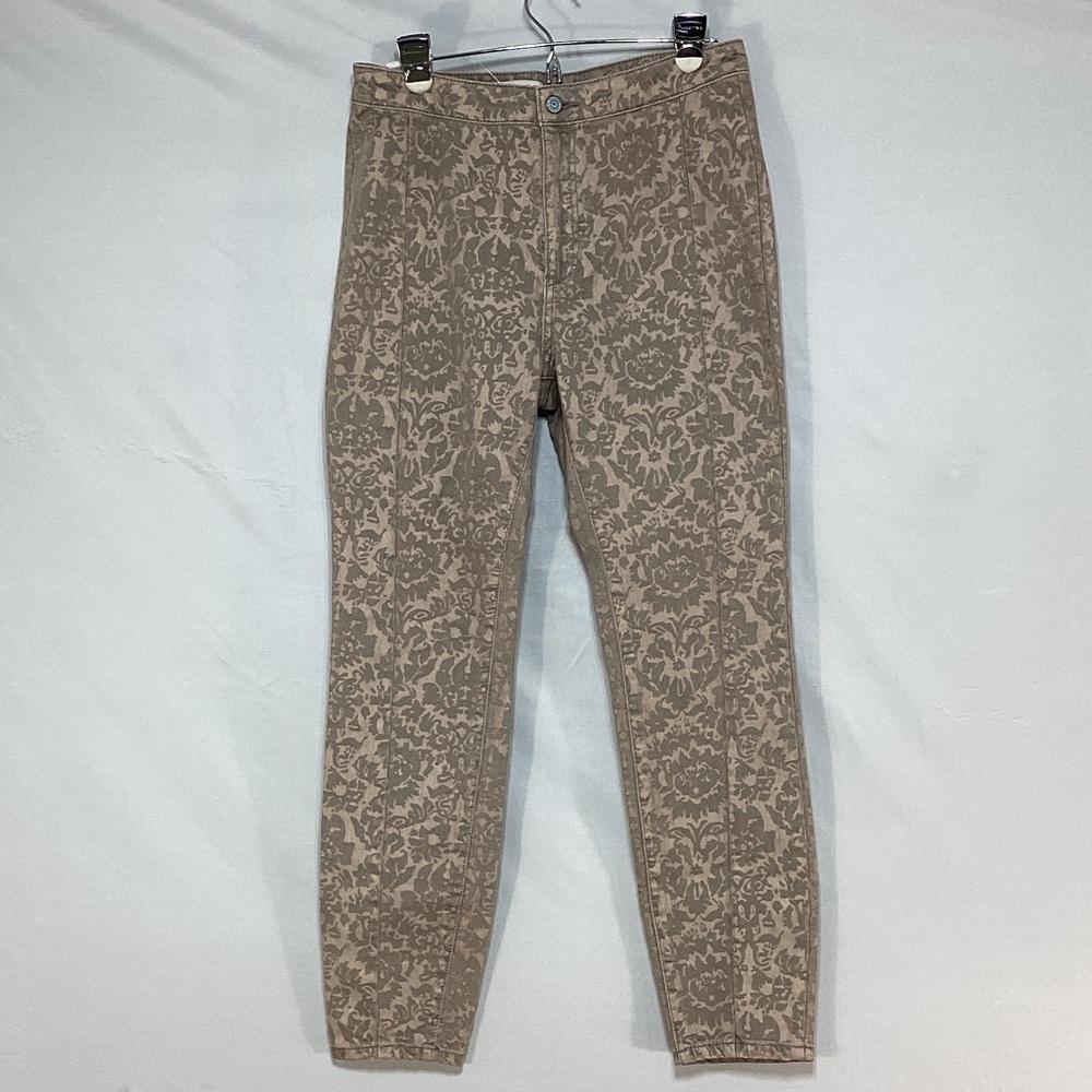 Pilcro Beige Floral hi rise denim jeggings